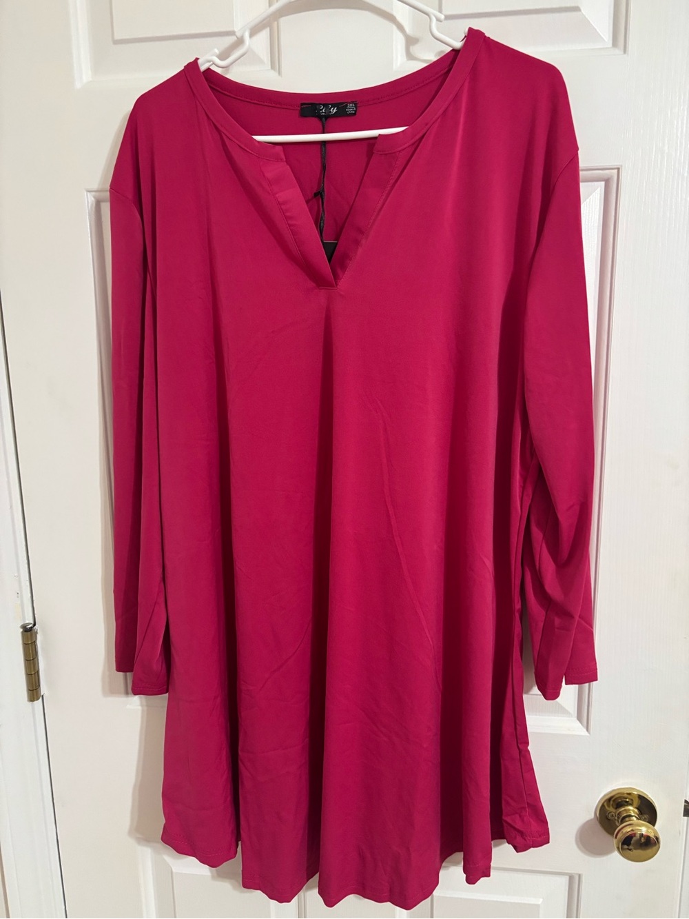 Lily Raspberry V-Neck Long Sleeve Tunic